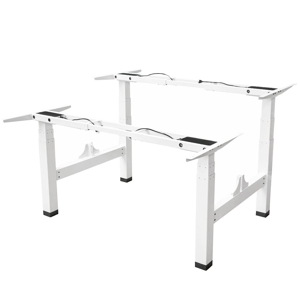 Elektrycznie regulowane biurko Duo – 160 x 80 cm – podwójny silnik – biały dąb