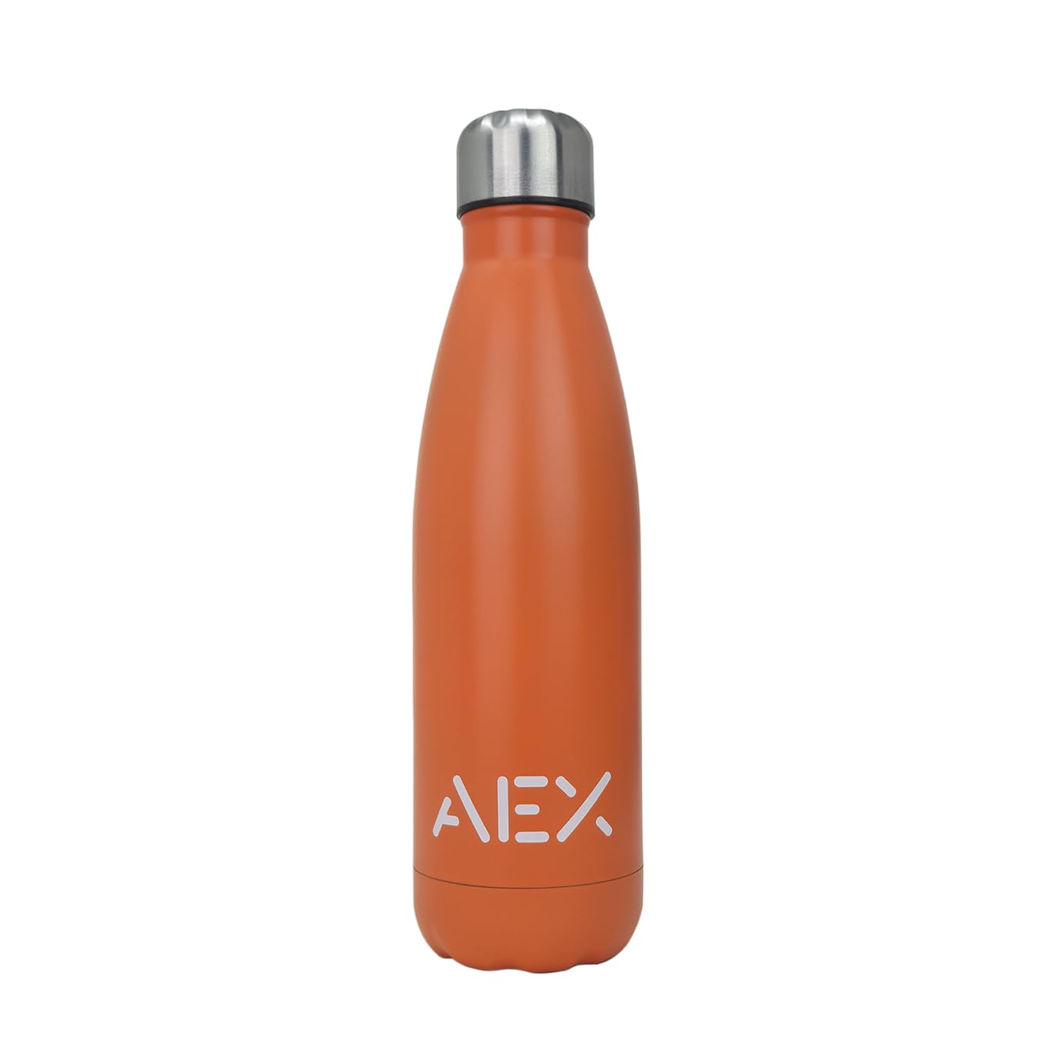 AEX Edelstahl-Wasserflasche, BPA-frei, vakuumisoliert, Metall-Wasserflasche für 12 Stunden heiße und 24 Stunden kalte Getränke, Sportflasche, Fitnessstudio, Reisen – 500 ml (matt orange)