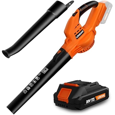 LOVEWE Cordless Leaf Blower, 150Mph Handheld Electric Leaf Blowers with 2.0Ah Battery & Fast Charger, 2 Speed Mode, 20V Battery Powered Leaf Blowers for Cleaning Patio, Yard, Sidewalk Cover
