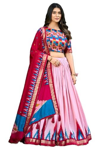 Lehenga 7112 en soie Tussar traditionnelle imprimée feuille aluminium XL