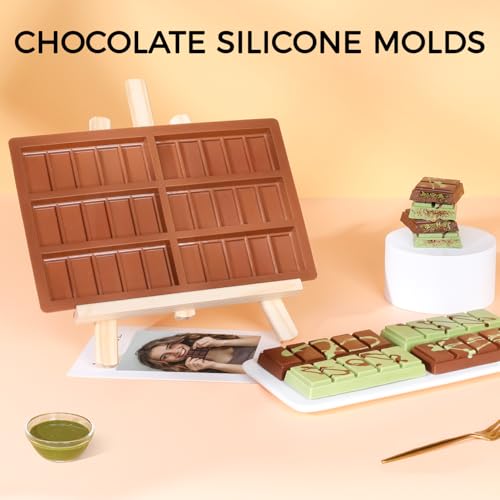 Image of Chocolate Molds, Non-Stick Chocolate Bar Mold, Food Grade Silicone Deep Mold for Dubai Chocolate Bar Pistachio, Snacks - Set of 3