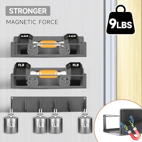 Image of Spice Rack Magnetic for Fridge,Magnetic Fridge Shelf,Spice Shelf,Condiment Organizer,Refrigerator Organizers and Storage with Magnetic Hooks,Owl Kitchen Decor(Gray)