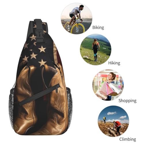 Bolso bandolera con bandera americana y botas vaqueras miniatura 6
