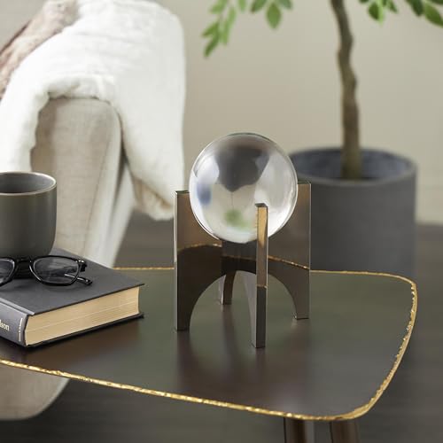 Escultura decorativa geométrica de vidrio plateado 5x5x8 in miniatura 2