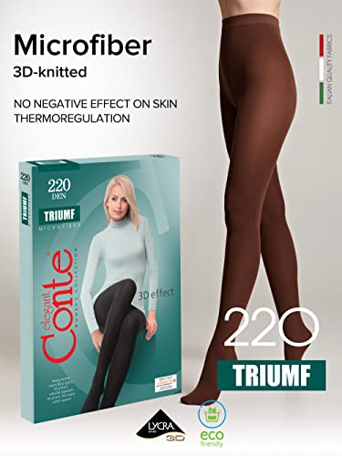 Conte Women's Warm Thick Full Length Black Winter Tights 220 Denier - Triumf2
