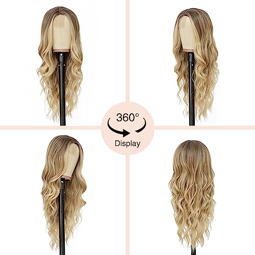 Nayoo Blonde Wavy Wig For Women - 26 Inch Long Blonde Wigs For White Women, Natural Looking Ombre Blond Wigs, Easy To Put Blonde Curly Wig, Heat Resistant Synthetic Wig Halloween Wig (Ombre Blonde) #TOP6