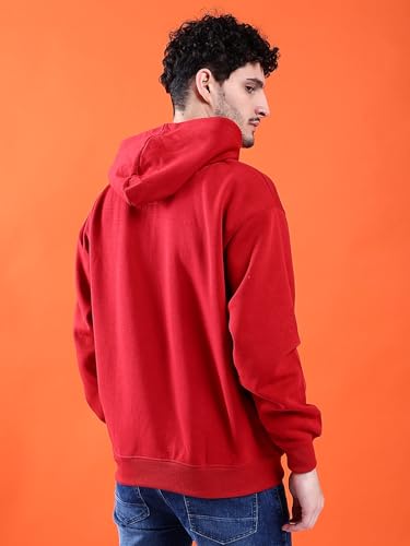 Image of The Indian Garage Co Men Regular Fit Solid Overhead Hooded Sweatshirt