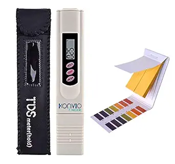 KONVIO NEER Imported Digital LCD TDS Meter for RO Water Filter Tester and Measuring with Carry Case with pH 1-14 Test Indicator Litmus pH Paper, ph Meter, Litmus Paper for Water Testing, Water and Soil testing with 80 Strips 1-14 Test Indicators(Tds with strip)