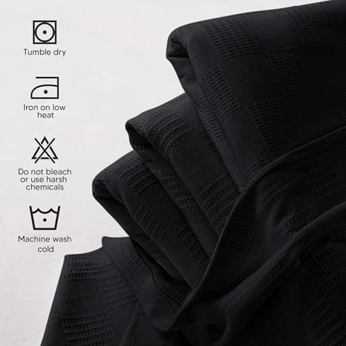 Image of Utopia Bedding 100% Cotton Thermal Blanket Black Queen Size Soft, Lightweight, Breathable, Cozy Spring and Summer Blankets for Bed, Home Decor Gifts for Women and Men (90x90 Inches)