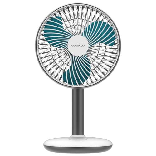 Cecotec Ventilador de Sobremesa a Batería EnergySilence 4000 Portable Desk, 4000mAh, Gran Autonomía, 6 pulgadas, Panel táctil, 4 Velocidades, Inclinación ajustable, Blanco