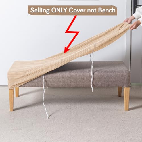 Image of HOKIPO 200gsm Knitting Jacquard Bench Cover, 'Nestiva Series', Blush Beige (AR-6237-BGE)