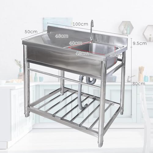 Évier utilitaire en acier inoxydable sur pied avec poste de travail complet - 4