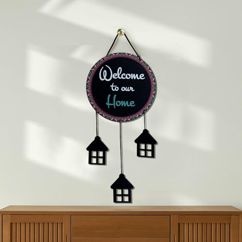 Image of DECORIQUE Wooden Wall Hanging Welcome Sign Decorative Quote Board For Home, Door, Entrance, Hall & Office - Rustic Wall Art & Housewarming Gift Item,25 Cm