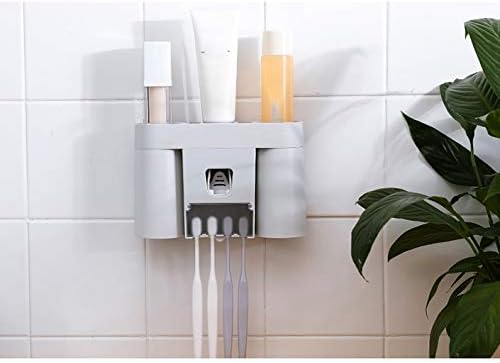 Wall Mounted Toothbrush Holder Automatic Agent Toothpaste Dispenser Wash Set Mouthwash Cup Couple Wall Mounted Dental Appliances