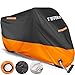 Favoto Telo Coprimoto 210D Teli per Moto Scooter Impermeabile Resistente ad Acqua/Polvere/Pioggia/Vento/Foglie, Copertura Motociclo (Nero Arancione, 265x105x125cm)