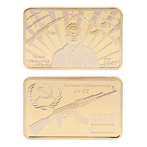 JIACUO Táctica de Monedas Conmemorativa AK 47 Golden Square Collection Arts Gifts Souvenir