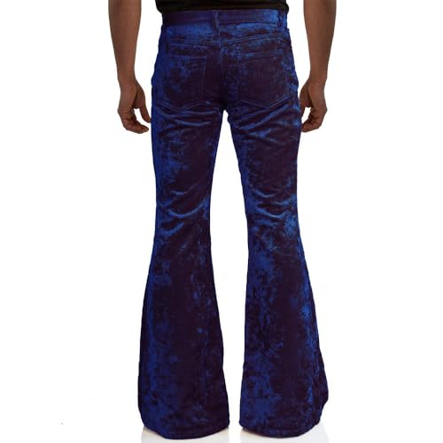 Image of EVEDESIGN Mens Bell Bottom Velvet Pants 60s 70s Disco Outfits for Men Vintage Flared Jeans