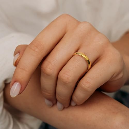 Tungsten Rings for Men, Men's Wedding Bands in Gold, Black, and Silver, 4mm, 6mm, 8mm Sizes, Mens Tungsten Wedding Bands with Comfort Fit and Polished Beveled Edge4