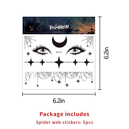 Halloween 4Sheet Spider Net Temporary Tattoo, Day Of The Dead Make Up Supplies, Halloween Party Cosplay Favor Decorations For Adult Kids #TOP1