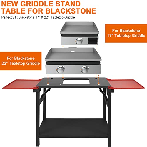 Mixrbbq Universal Griddle Stand For Blackstone 17” 22” Tabletop Griddle, Adjustable Table With Dual Side Shelf Grill Accessories For Outdoor Camping Cooking #TOP1