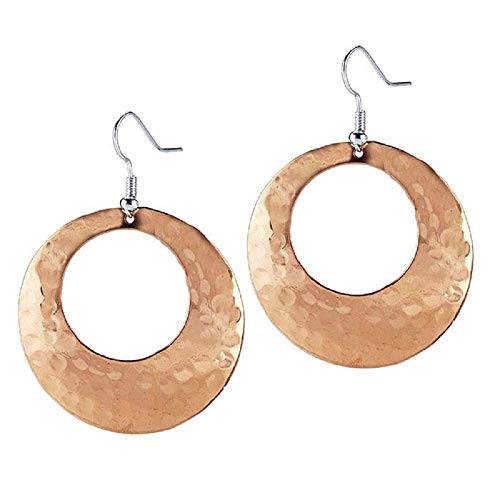 Large Hammered Solid Copper Hoop Earrings – 45Mm Dangling Boho Circle Copper Jewelry - 1.7 Inches #TOP4