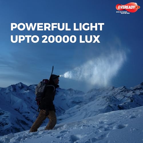 Image of Eveready DL91 Headlamp Pro, Rechargeable 3W LED Headlight Torch, 20000 Lux Power, Telescopic Focus, 7-Hour Lighting Time, Dual Mode, USB Type-C Charging, 90 Tilt, Wearable Without Helmet