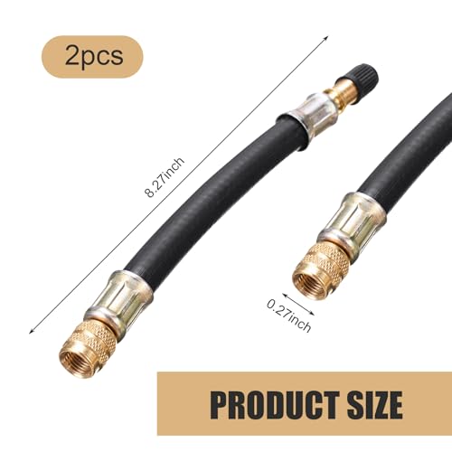 Image of 2 PCS Car Tire Valve Extensions, 8.25 Inch Flexible Car Tire Valve Extensions, Automotive Wheel Air Tire Valve Extension, Universal for Vehicles Trucks RVs (Black)