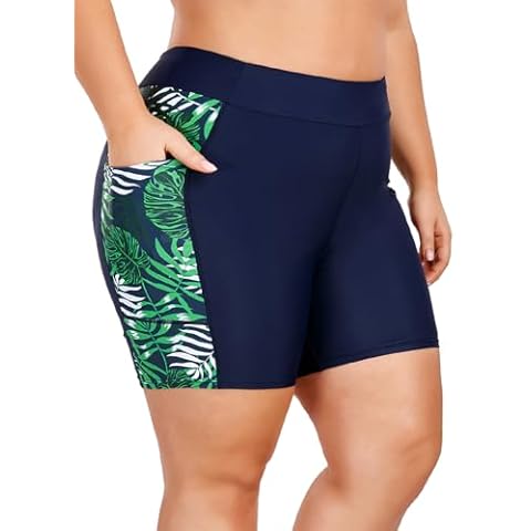 Aderea Women's Plus Size Bathing Suits Shorts High Waisted Swim Bottoms Black Swimsuit Bikini Swimwear Tankini Boyleg Shorts 2XL Cover
