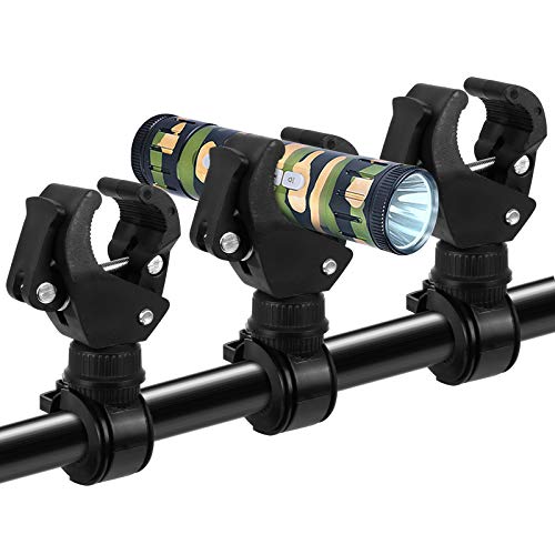Kulannder Suporte para lanterna de luz para bicicleta, 3 peças, suporte giratório para lanterna de bicicleta de 360 graus, braçadeira para bicicleta, lanterna, não para envio universal (preto)