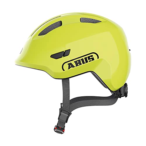ABUS Casco infantil Smiley 3.0 - casco de bicicleta con ajuste bajo, diseños adaptados a los niños y espacio para una coleta - para niñas y niños - Amarillo Brillante, talla M