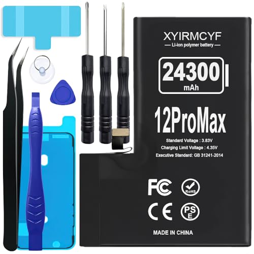 XYIRMCYF 24300mAh Super Capacity Battery Compatible with iPhone 12 Pro Max 0 Cycle Li-Polymer Replacement Battery for iPhone 12 Pro Max with Professional Repair Tool Kit