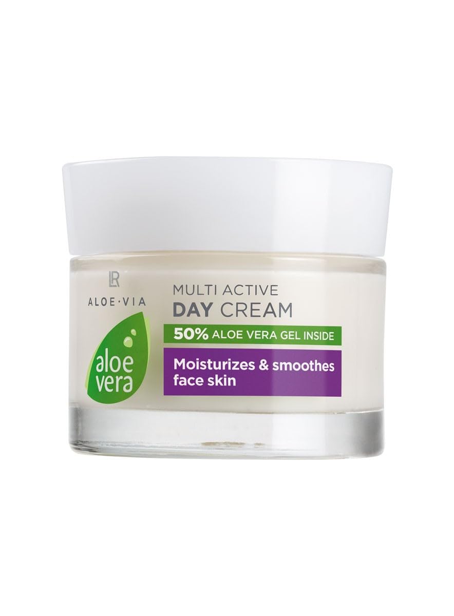 LR Aloe VIA Crema de día multiactiva con 50% gel de aloe vera, extracto de oliva orgánico, aceite de semilla de uva, 2 x 50 ml