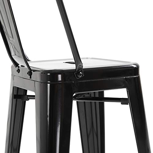 Lot 4 Tabourets de Bar Empilables Métal Noir HOMCOM