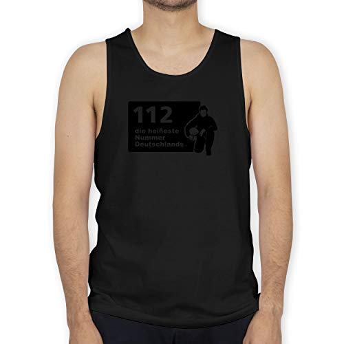 Feuerwehr - 112 die heißeste Nummer Deutschlands Feuerwehr - M - Schwarz - Flirt - BCTM072 - Tanktop Herren und Tank-Top Männer