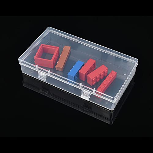 Image of 4 Pack Rectangular Clear Plastic Storage Containers 6.1x3.3x1.18 inch | Hinged Lid, For Beads and Small Craft Items