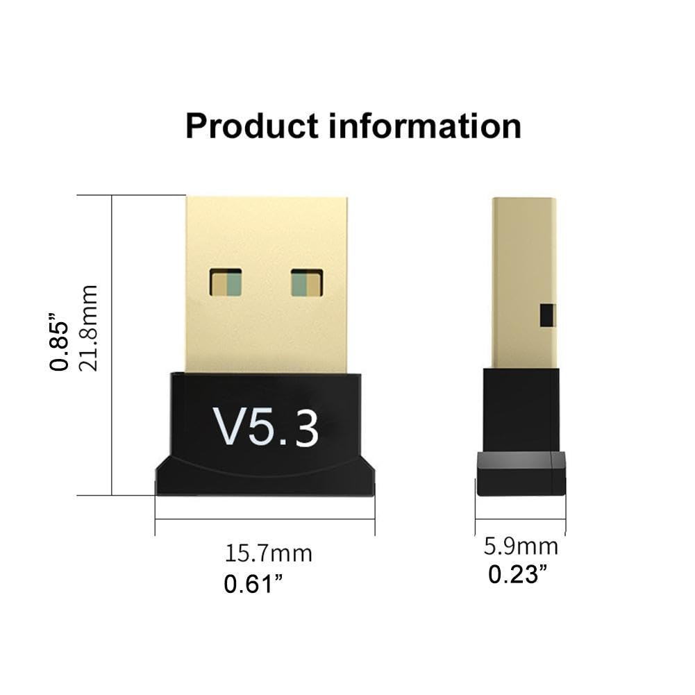 Adaptador USB Bluetooth 5.3 Plug & Play para PC, portátil, altavoz, mouse, teclado y auriculares