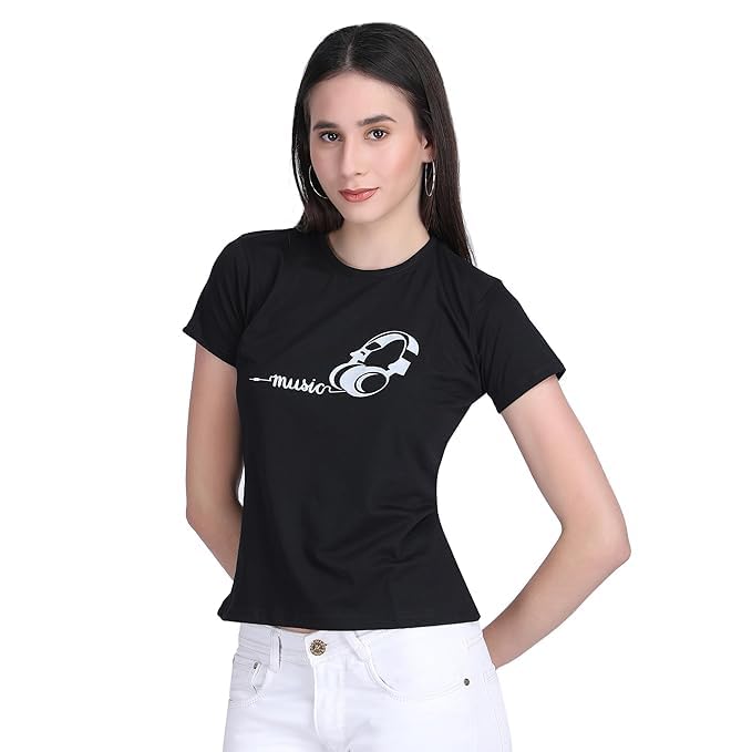 Image of Women Cotton Printed T-Shirt Combo Pack of 2 | Regular Fit Half Sleeve Round Neck Graphic Tees for Girls & Ladies | Women's Western Tops | Cute Trendy Print Summer Fashion T-Shirts