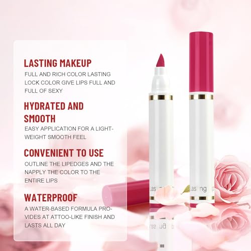 Image of Hydrating Matte Lip Stain, 24 Hour Lipstick Lip Liner Pencil, Precise Chisel Tip Marker, With High Color Payoff Makeup Long Lasting Waterproof Smudge Proof Formula (01, 1 Count (Pack of 1))