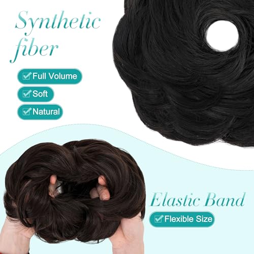 S-Noilite Messy Buns Hair Pieces Curly Hair Scrunchies for Women Donut Updo Hair Chignons Synthetic Ponytail Bun Extensions - Image 4