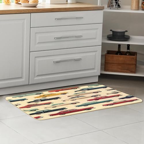 Tapete de cocina de coches retro lavable pack de 2 alfombras 7