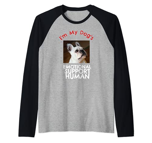 French Bull Dog Emotional Support Human Raglan Baseball Tee, Black