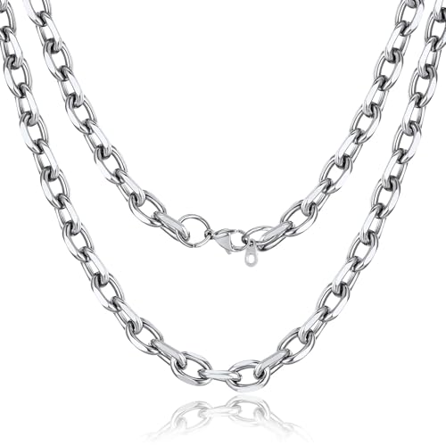 Stainless Steel Chain for Men,Silver/Black/Gold Plated Rolo Cable Chains Necklace Mens 5mm/7mm/9mm/12mm Width,18