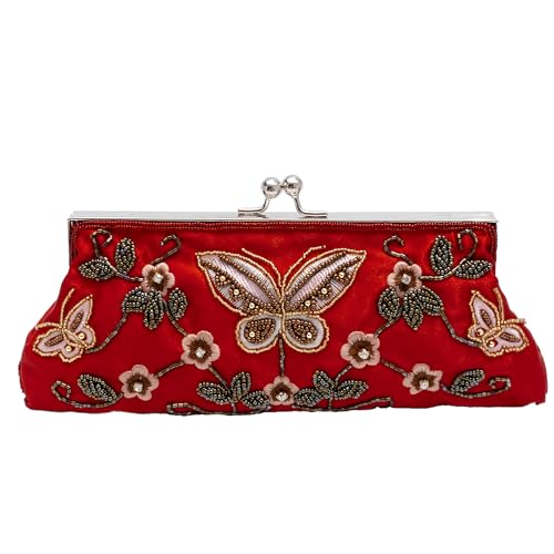 Sac de soirée papillon et fleurs pour femme - Pochette de cérémonie chic