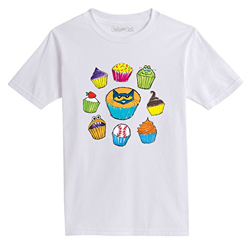 Pete the Cat - Cupcake Cirlce - Youth Short Sleeve Graphic T-Shirt - Size X-Large White