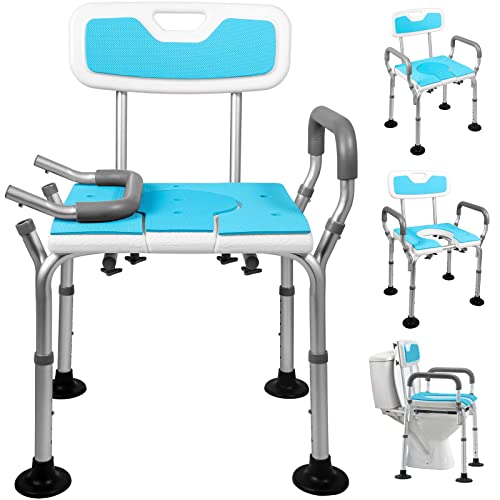 Arkantos 3 In 1 Shower Chair With Arms And Back, Medical Raised Adjustable Toilet Seat Riser Safety Fame With Handles, Heavy Duty Bath Seat For Seniors, Disabled And Pregnant Holding Up To 300 Lbs #TOP1