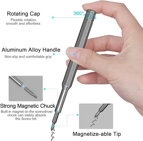 Image of 24 in 1 Mini Screwdriver Set with Precision Bits | Compact Magnetic Repair Tool Kit for Mobile Laptop Watch Eyeglass Electronics | Portable Multi Bit Screwdriver Set with Storage Case