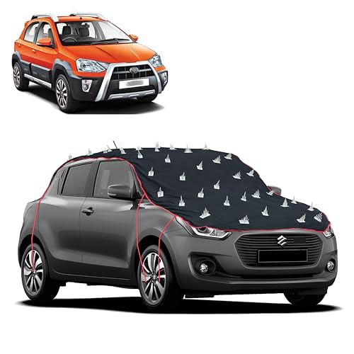 Image of Dog Protection Spike Car Cover for Toyota Etios Cross Bonnet to Roof Easy Installation with 4 Elastic Hook Strap | Anti-Scratch Soft Cotton Inner | Complete Protection from Street Dogs & Monkeys