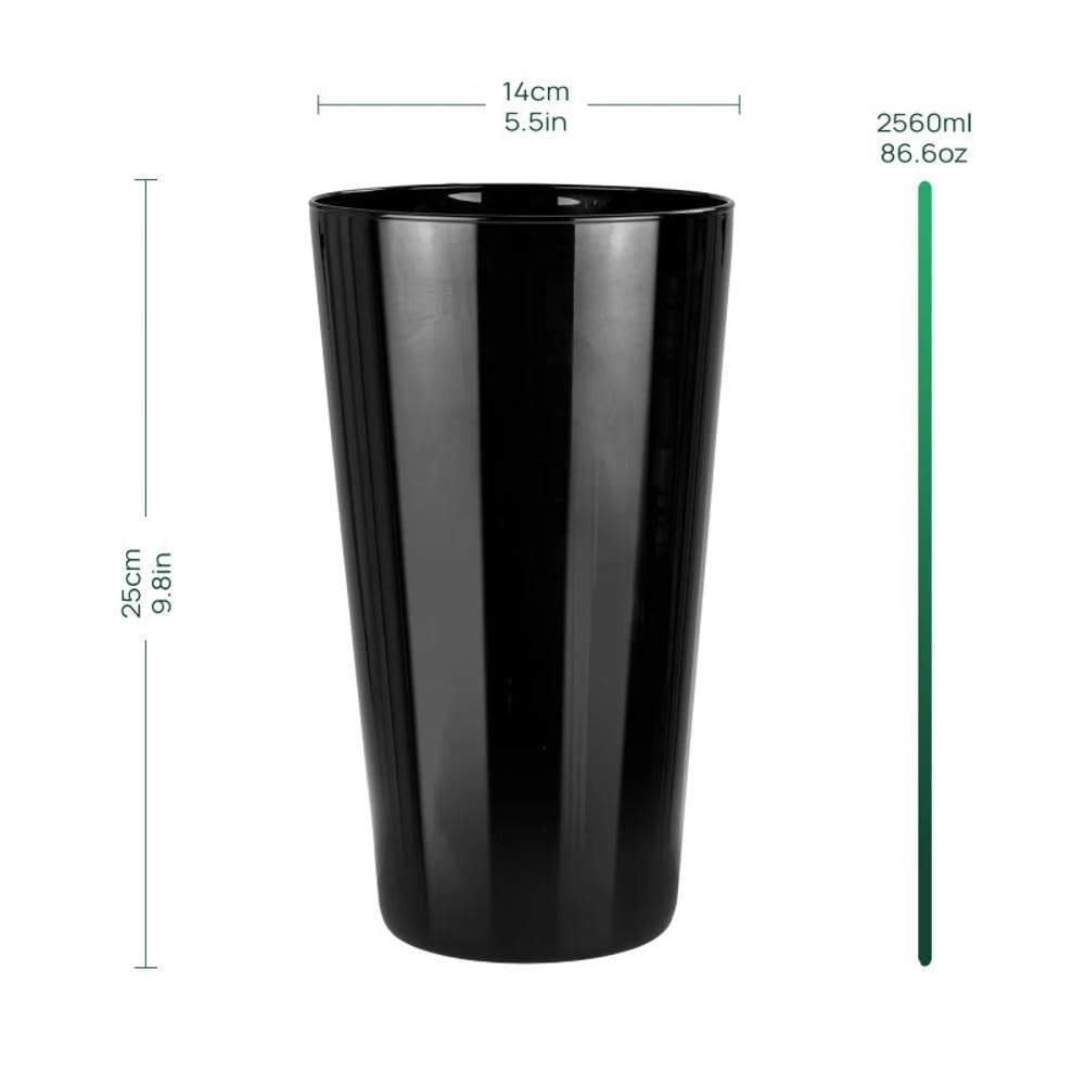 Trend for Home Black Vase H: 25 cm Flower Vases for Living Room Glass Vases for Flowers Conical Vase Black Decor Tall Vase for Pampas Grass Round Vase Black Glass Vase - Image 2