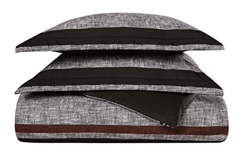 London Fog Warren Stripe Full/Queen 3-Piece Duvet Cover Set #TOP2
