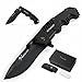 BERGKVIST K9 coltello pieghevole - coltellino affilato per esterni e da sopravvivenza con lama in acciaio inossidabile nero, cote e custodia da cintura